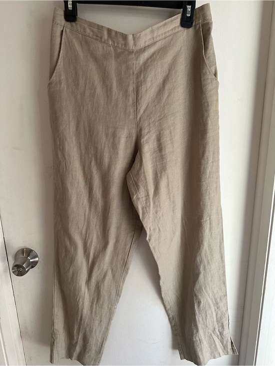 Peck & Peck Pants - Peck & Peck 100% Linen Pants Women's Medium Beige Pull On Elastic Waist Pockets
